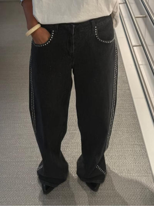 Jeans Abbie de pierna ancha y tiro medio